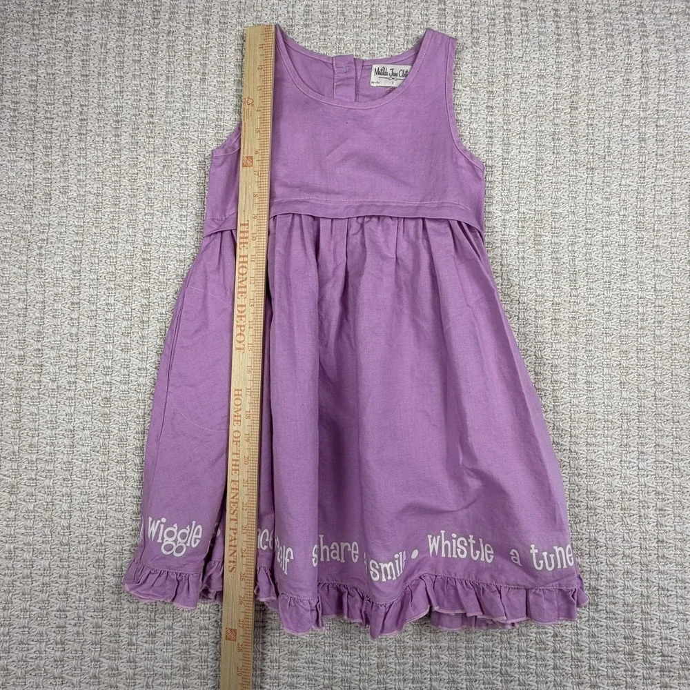 Matilda Jane Girls Dress Size 8 Purple Linen Sundress Ruffle Hem Pockets Whimsy